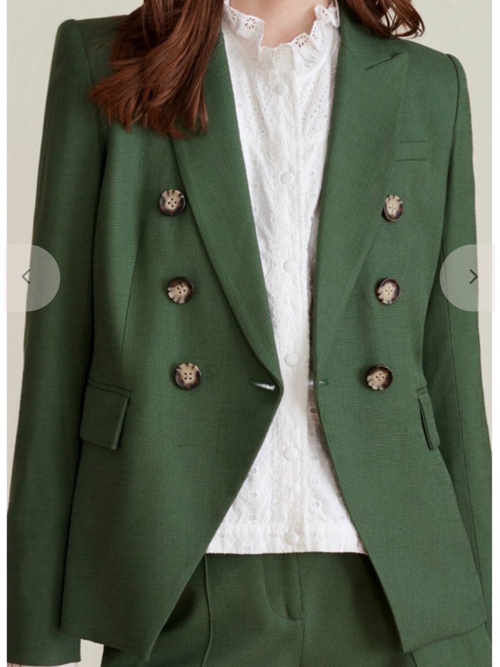 Veronica Beard Green Blazer. Linen Blend.